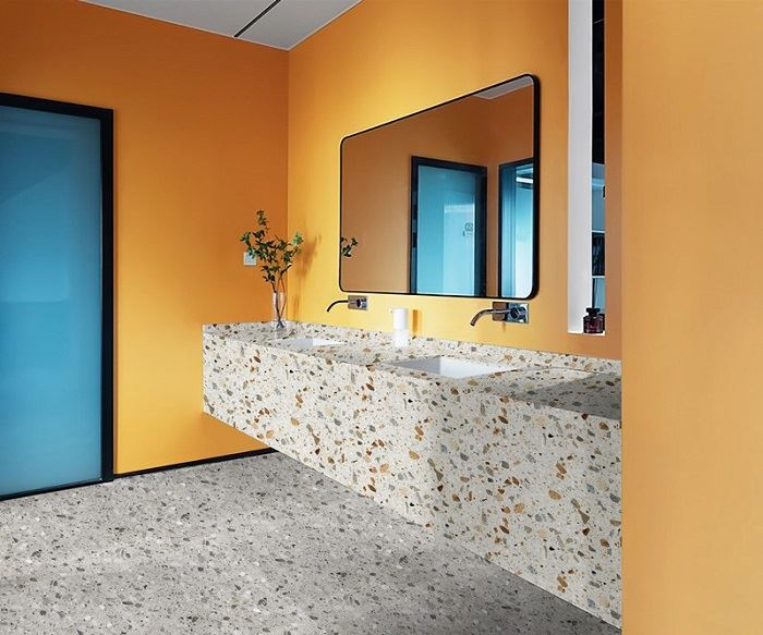 Beige terrazzo slabs countertop