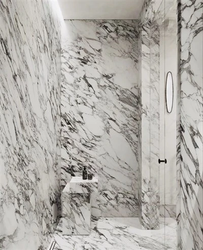 Salle de bain en marbre Arabescato