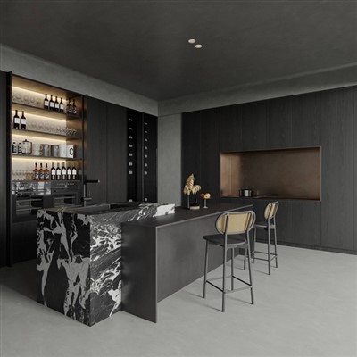 Comptoir en pierre frittée noire Napoléon